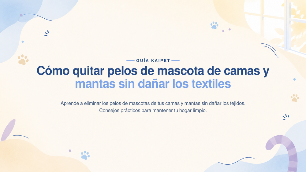 Portada de la guía KaiPet: Cómo quitar pelos de mascota de camas y mantas sin dañar los textiles
