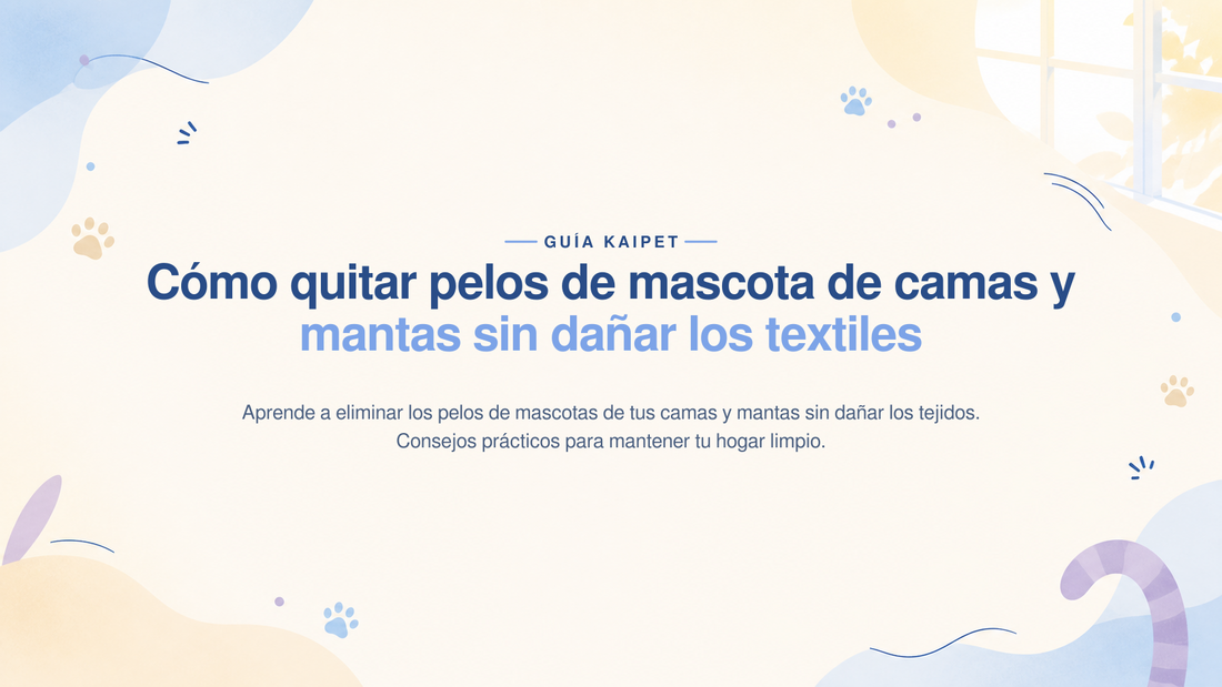 Portada de la guía KaiPet: Cómo quitar pelos de mascota de camas y mantas sin dañar los textiles