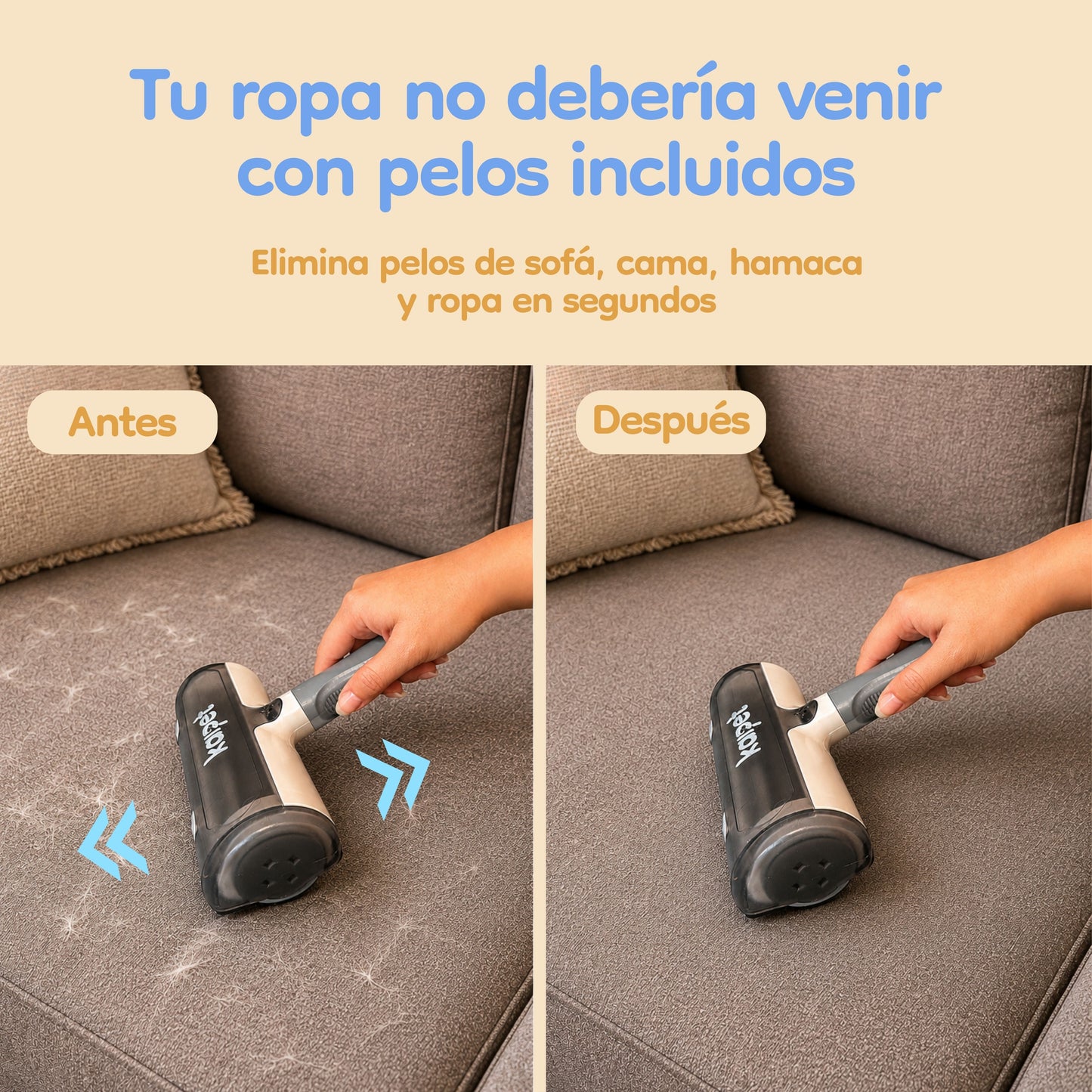 Quitapelos para Mascotas Reutilizable | Elimina Pelos de Sofá, Ropa y Cama